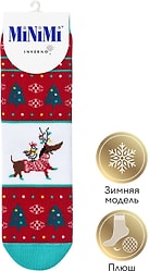 Носки женские MiNiMi Inverno Такса Rosso плюшевые Красные Размер UNI 1 пара