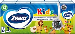 Носовые Платки Zewa Kids детские 3 слоя 10*10шт