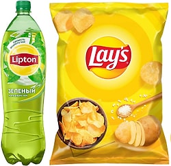 Набор Чай холодный Lipton Зеленый 1.5л + Чипсы Lays Натуральный 140г