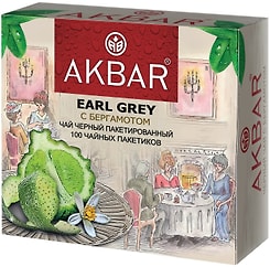 Чай черный Akbar Earl Grey с бергамотом 100*2г