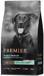 Сухой корм для собак Premier Dog Lamb&Turkey Adult Medium Свежее мясо ягненка с индейкой 1кг