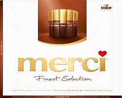 Набор шоколадных конфет Merci Ассорти 4 вида из темного шоколада 250г