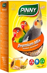 Корм для средних попугаев Pinny с фруктами бисквитом и витаминами 800г