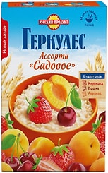Каша Русский продукт Геркулес Овсяная ассорти Клубника Абрикос Вишня 6пак*35г