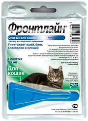 Капли для кошек Фронтлайн Спот Он от блох и клещей 1пипетка*0.5мл