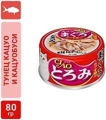 Влажный корм для кошек Inaba Ciao Toromi Куриное филе с тунцом магуро и кацуобуси в бульоне 80г