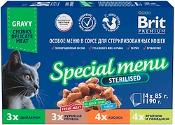 Набор влажного корма для кошек Brit Premium Особое меню в соусе для стерилизованных 85г*14шт