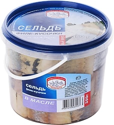 Сельдь Рыбная кухня филе-кусочки в масле 350г