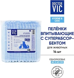 Пеленки для животных Doctor VIC впитывающие 60х40см 14шт