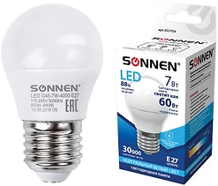 Лампа светодиодная Sonnen 7Вт E27 LED G45-4000