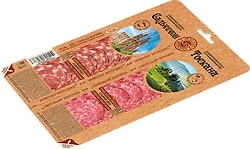 Колбаса Мясная история Сальчичон и Тоскана сырокопченая нарезка 100г