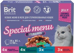 Набор влажного корма для кошек Brit Premium Особое меню в желе для стерилизованных 85г*14шт