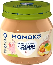 Пюре Мамако Яблоко-Персик с козьим творожком с 6 месяцев 80г
