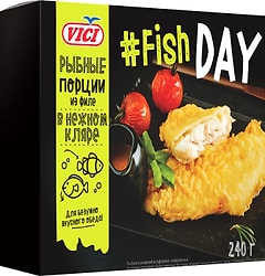 Минтай Vici Fish Day Рыбные порции из филе в нежном кляре 240г