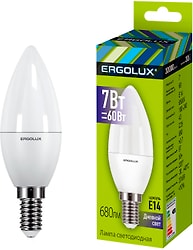 Лампа Ergolux светодиодная LED C35 7W E14 6K