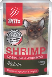 Влажный корм для кошек Blitz Holistic Креветки с индейкой 85г