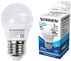 Лампа светодиодная Sonnen 5Вт E27 LED G45-4000