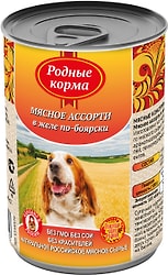 Влажный корм для собак Родные корма Мясное ассорти в желе по-боярски 410г
