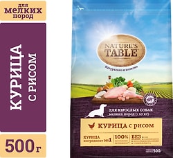Сухой корм для собак Natures Table для мелких пород Курица с рисом 500г