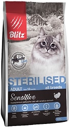 Сухой корм для кошек Blitz Sensitive Sterilised cat для стерилизованных с индейкой 400г