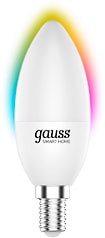 Лампочка светодиодная Gauss Smart Home Е14 С37 5W 470lm 2700-6500К RGBW + изменяемая цветовая температура + диммирование LED