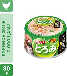 Влажный корм для собак Inaba Toromi Куриное филе c овощами в бульоне 80г
