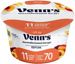 Йогурт Venns Греческий обезжиренный с персиком 0.1% 130г