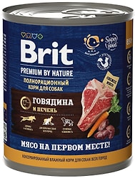 Влажный корм для собак Brit Premium by Nature с говядиной и печенью 850г