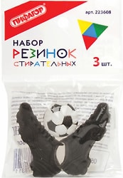 Набор фигурных ластиков Пифагор Футбол 3шт