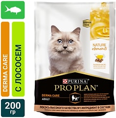 Сухой корм для кошек Pro Plan Nature Elements Derma Care с лососем 200г