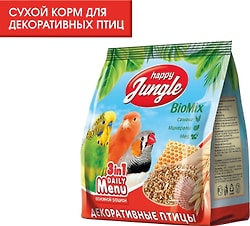 Корм для птиц Happy Jungle 3в1 для декоративных птиц 350г