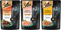 Набор влажного корма для кошек Sheba 3 вкуса ломтики в соусе 75г*36шт