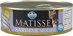 Влажный корм для кошек Farmina Matisse мусс с сардинами 85г