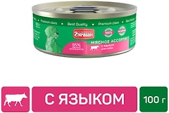 Влажный корм для собак Четвероногий Гурман Мясное ассорти с языком 100г