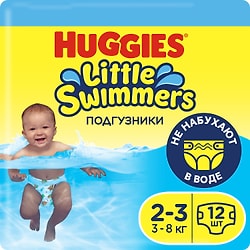 Подгузники Huggies Little Swimmers для плавания 3-8кг 2-3 размер 12шт