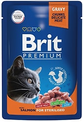 Влажный корм для стерилизованных кошек Brit Premium с лососем в соусе 85г