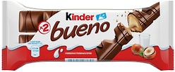 Вафли Kinder Bueno покрытые молочным шоколадом c молочно-ореховой начинкой 43г