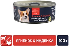 Влажный корм для собак Petibon Smart Рубленое мясо с ягненком и индейкой 100г