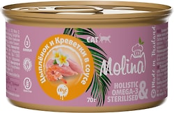 Влажный корм для кошек Molina Цыпленок и креветки в соусе 70г