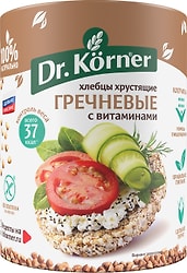 Хлебцы Dr.Korner Гречневые с витаминами без глютена 100г