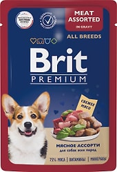 Влажный корм для собак Brit Premium Мясное ассорти 85г