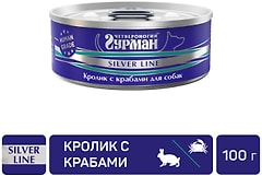 Корм консервированный для собак Четвероногий гурман Silver line Кролик с крабами 100г