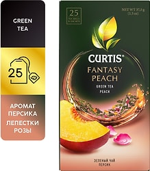 Чай Curtis Fantasy Peach зеленый c шиповником кусочками яблок и лепестками розы 25*1.5г