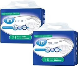 Подгузники для взрослых iD Slip S 2 упаковки*14шт