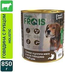 Влажный корм для собак Frais HD Сочные кусочки мяса в желе с говядиной и рубцом 850г