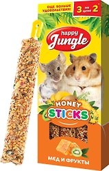 Лакомство для грызунов Happy Jungle Мед + Тропические фрукты 3шт 90г