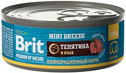 Влажный корм для собак Brit Premium by Nature с телятиной и языком для мелких пород 100г