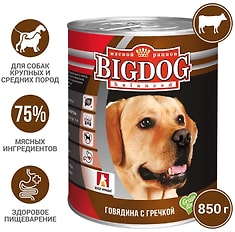 Влажный корм для собак Зоогурман Big Dog balanced Говядина с гречкой 850г