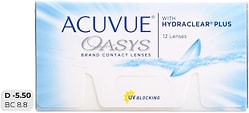 Контактные линзы Acuvue Oasys Hydraclear Plus Двухнедельные -5.5/14.3/8.8 12шт