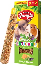 Лакомство для грызунов Happy Jungle Мед+травы 3шт 90г